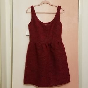 REBECCA MINKOFF Red Wool Tweed A-Line Dress